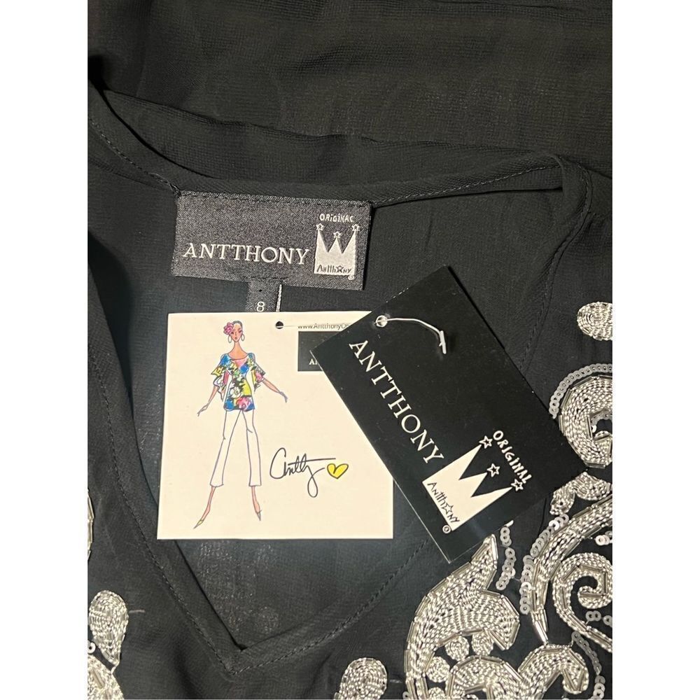 Anthony Original NWT Black Embellished Sheer Tunic, Blouse, Dress Size 8 - Picture 6 of 6